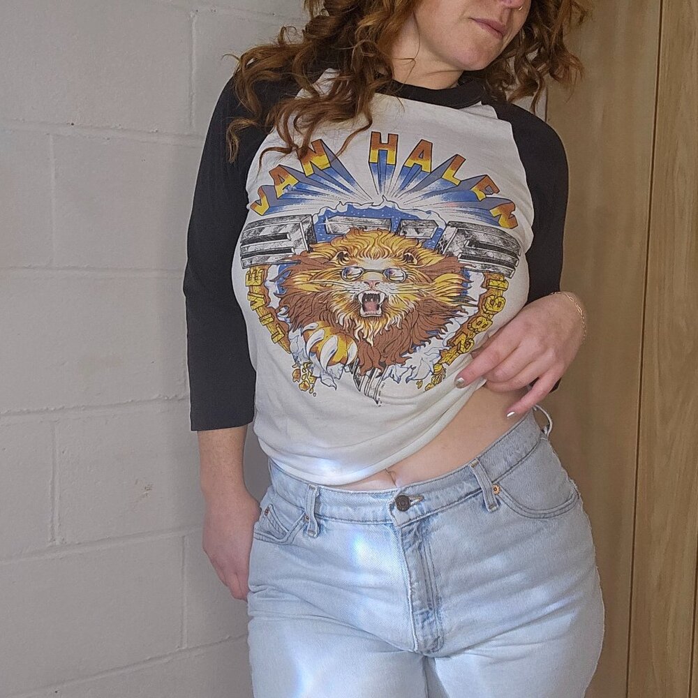 Vintage Grunge Dad Raglan 1982 Van Halen Baseball Style Tour 3/4 Sleeve Tshirt